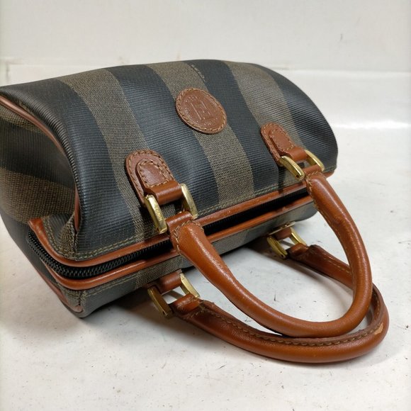 Sold elsewhere - Fendi Mini Pequin Boston Bag Brown Handles - Picture 4 of 16